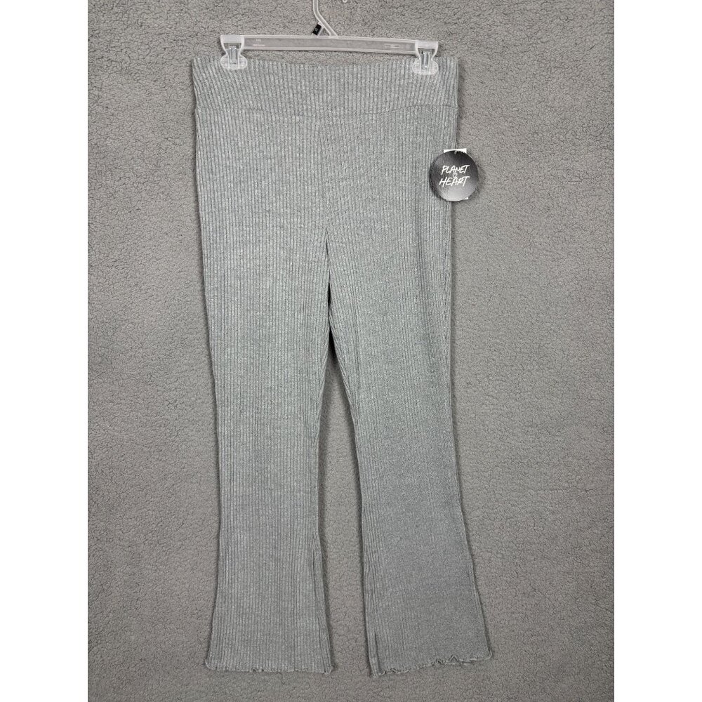 Planet Heart Juniors' Ribbed Flare-Knit Leggings Lounge Pants Size XL Gray NWT's